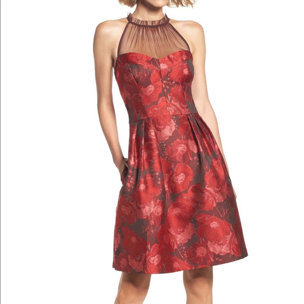 Maggy London Brocade Dress with Pockets!